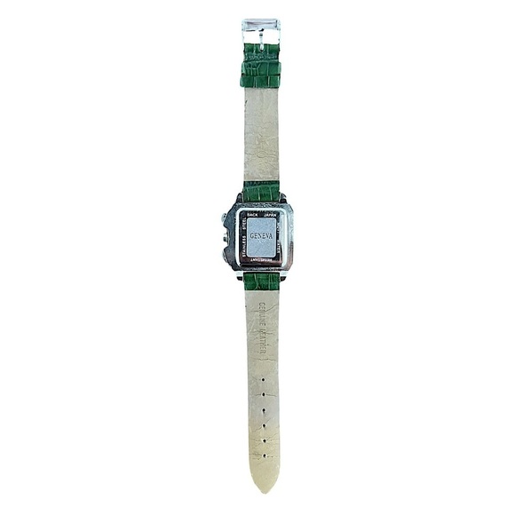 GENEVA • Green Quartz Genuine Leather Watch - Picture 3 of 4